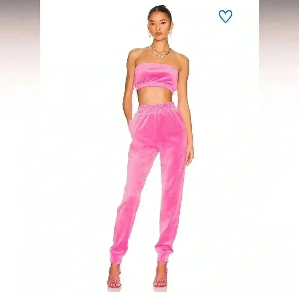 REVOLVE SUPERDOWN velour hot pink high rise jogger pants size S Barbiecore - Picture 3 of 8